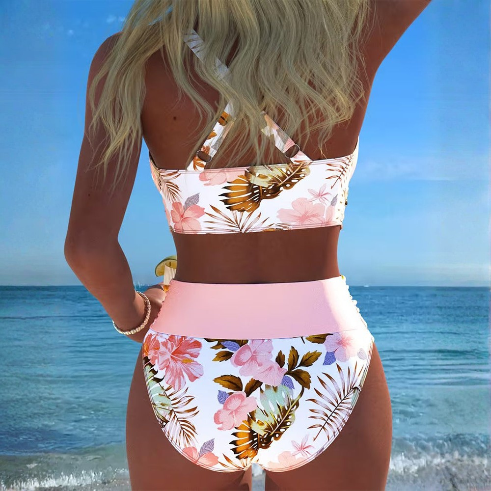 Bikini donna floreale a contrasto con fit regolabile
