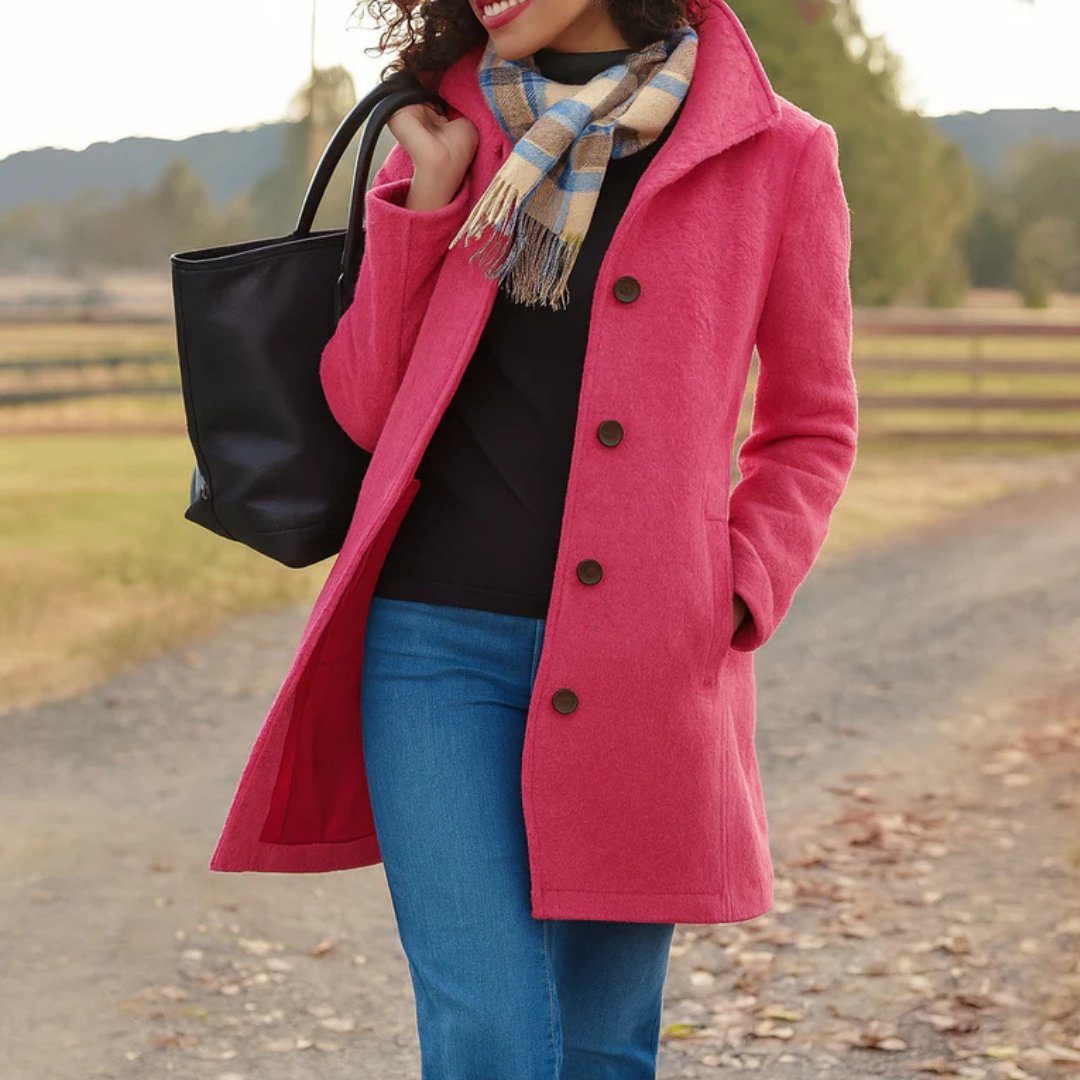 Cappotto lungo donna con bottoni e colletto classico