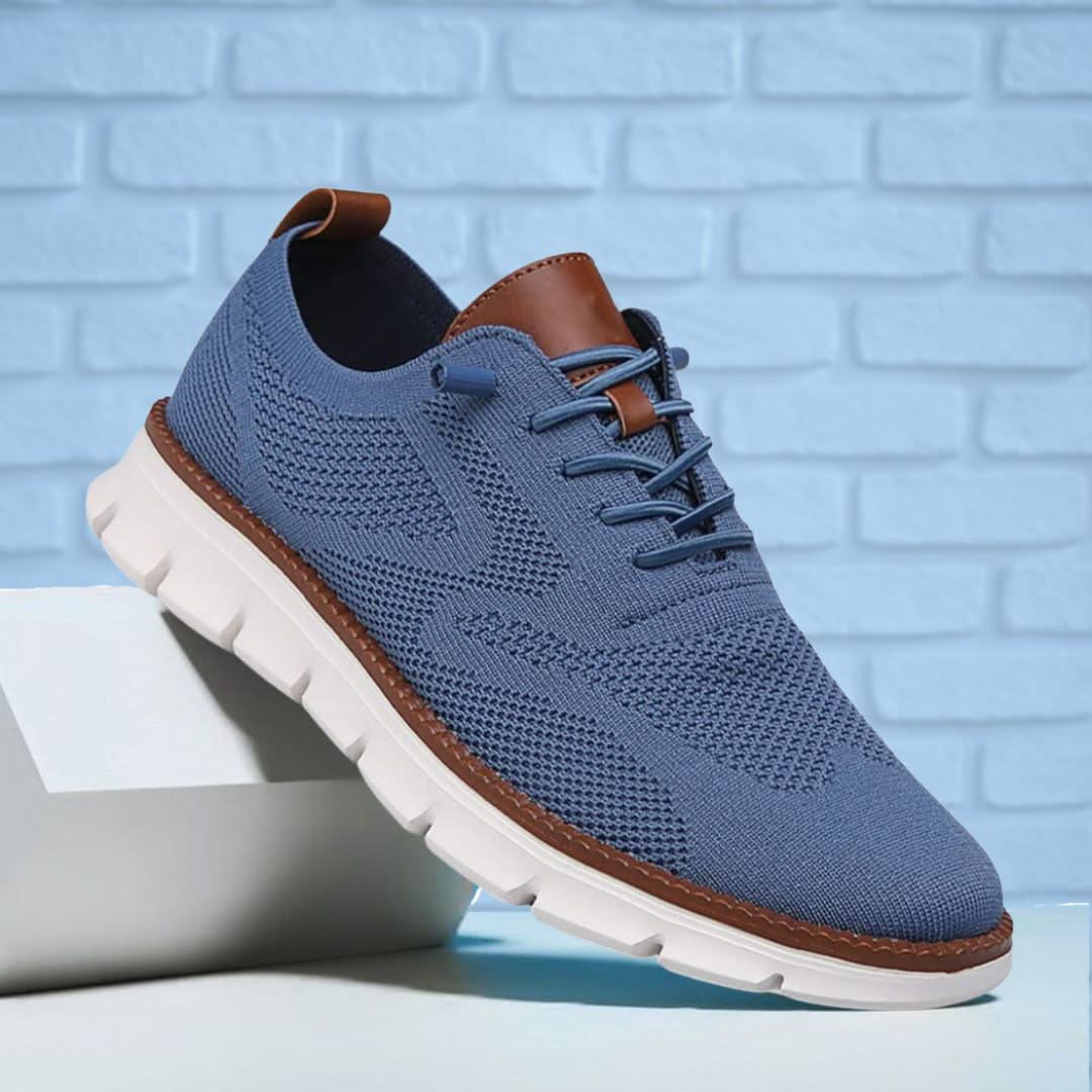 Scarpe uomo in mesh traspirante con lacci e suola in gomma