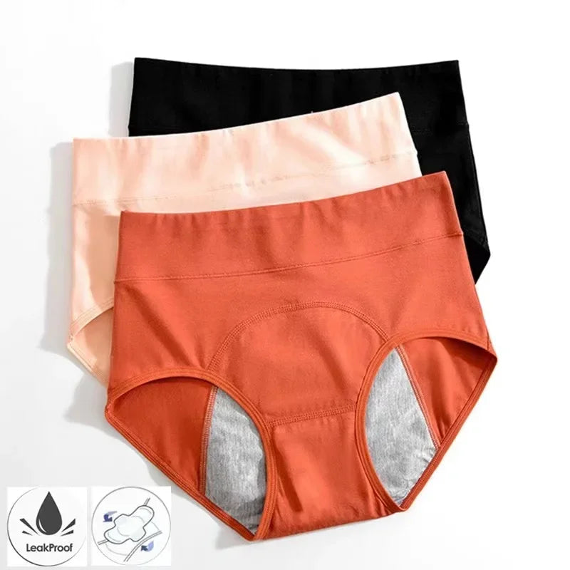 Slip mestruali donna a vita alta in cotone anti-perdita