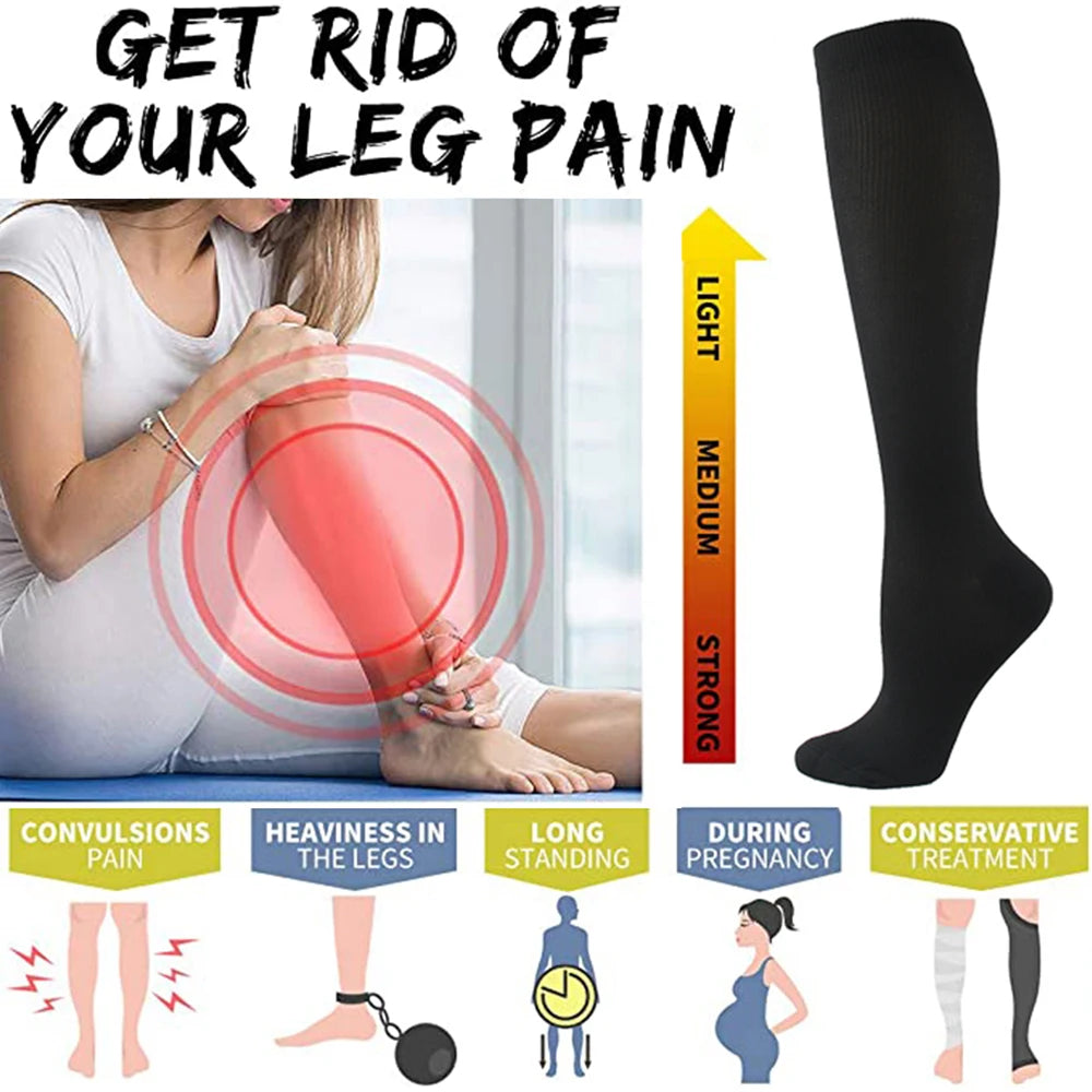 Calze compressive unisex per sport viaggio e anti-fatica