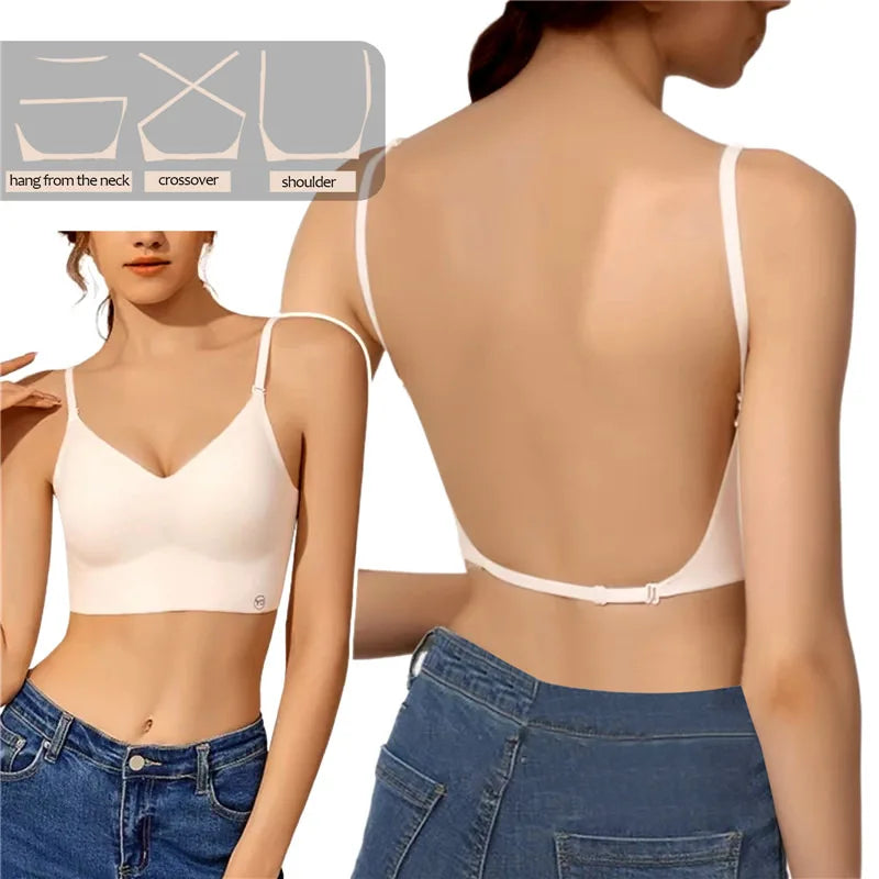 Reggiseno donna push-up invisibile con schiena a U