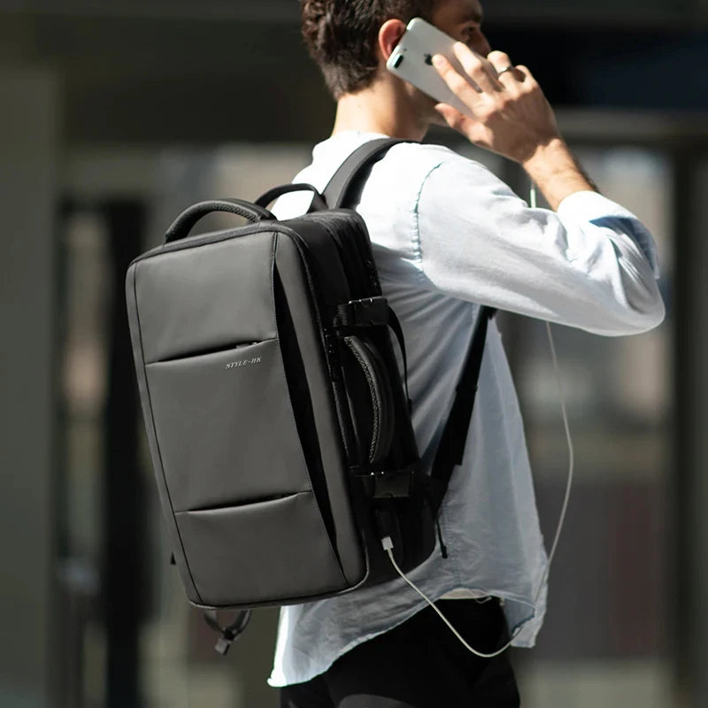 Zaino scuola uomo espandibile con porta USB, zaino business, cartella, borsa scuola, zaino porta PC capiente