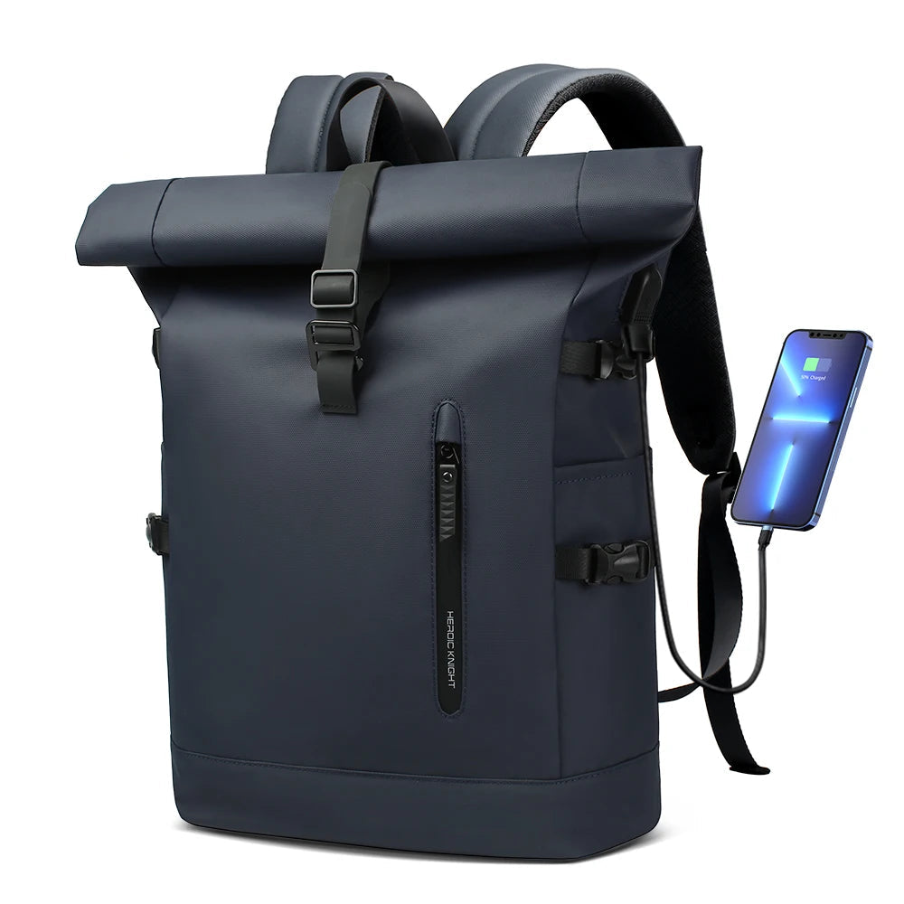 Zaino business uomo roll-top con porta USB e laptop 15.6"