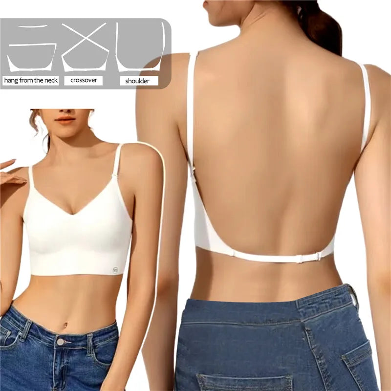 Reggiseno donna push-up invisibile con schiena a U