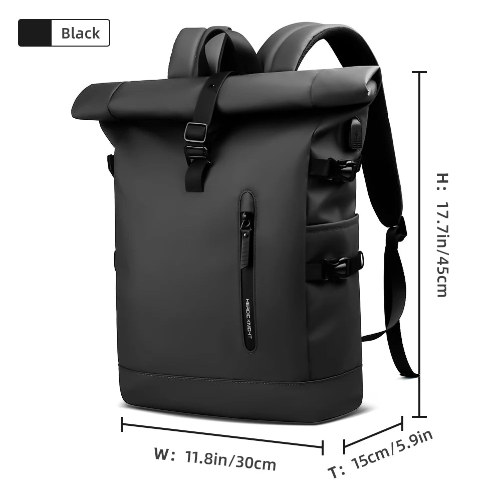Zaino business uomo roll-top con porta USB e laptop 15.6"