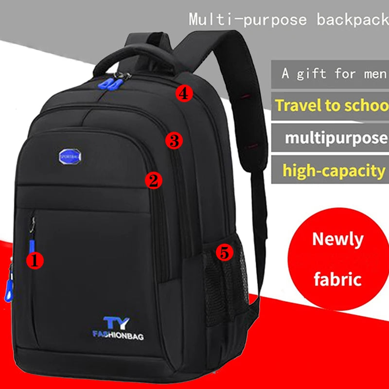 Zaino scuola unisex in nylon ad alta capacità, cartella, borsa scuola, zaino da viaggio capiente