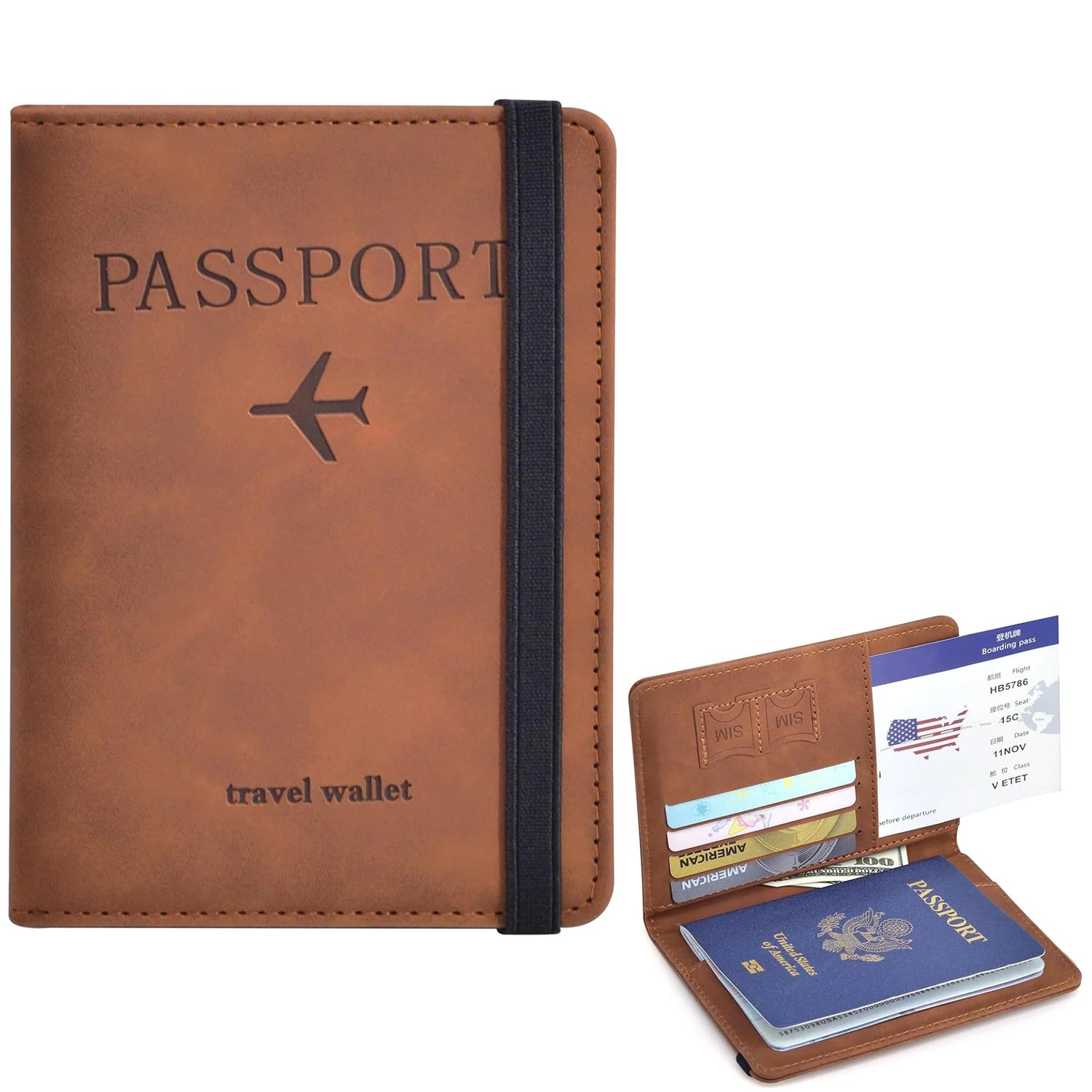 Porta passaporto unisex in PU con organizer viaggio