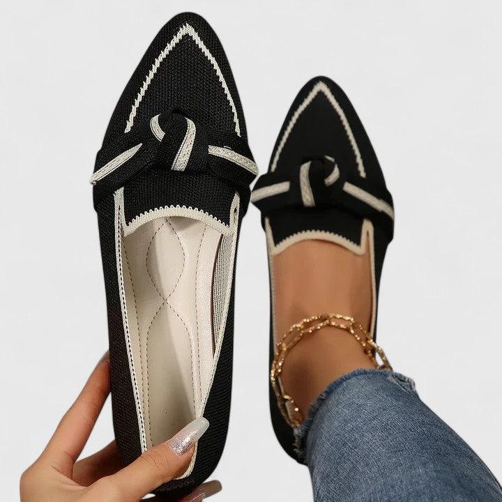Mocassini donna slip-on con punta affusolata e dettaglio fiocco