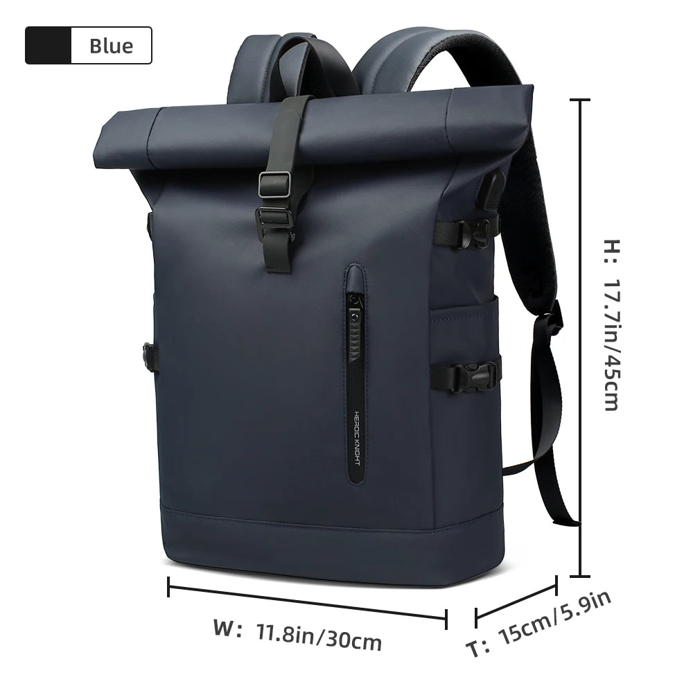 Zaino business uomo roll-top con porta USB e laptop 15.6"