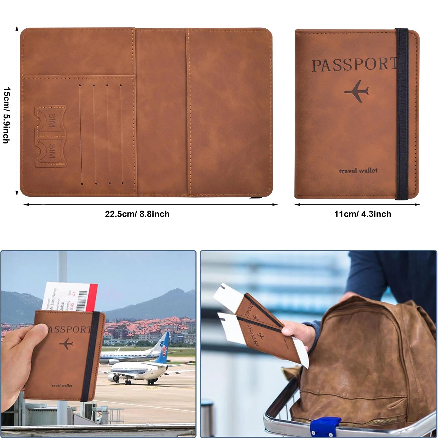Porta passaporto unisex in PU con organizer viaggio