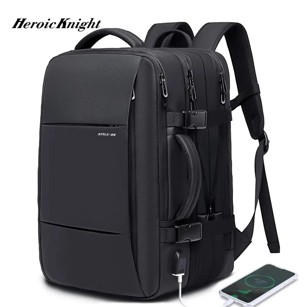 Zaino scuola uomo espandibile con porta USB, zaino business, cartella, borsa scuola, zaino porta PC capiente