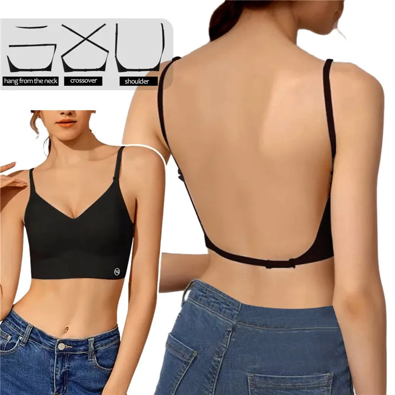 Reggiseno donna push-up invisibile con schiena a U