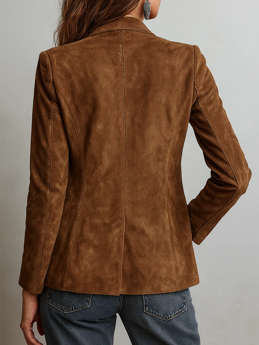 Blazer donna vintage con revers, bottoni e tasche applicate