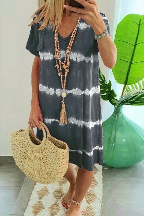 Abito estivo da donna tie-dye con scollo a V