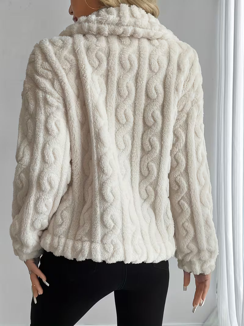 Giacca teddy donna con cappuccio e bottoni