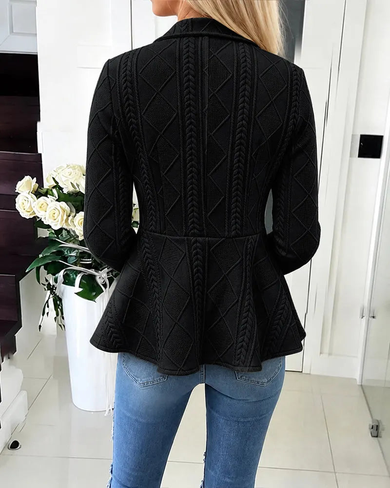 Cardigan donna con motivo chevron e argyle con colletto