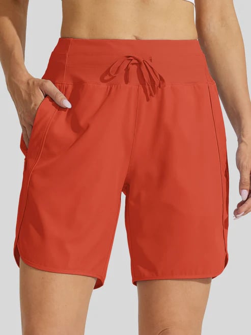 Shorts sportivi donna a vita alta con cordino e tasche