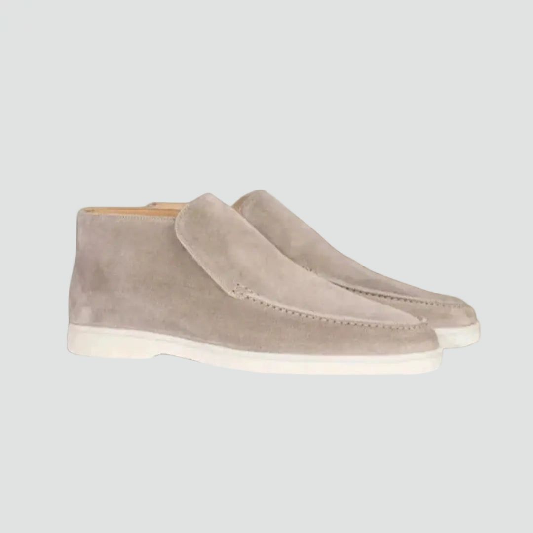 Mocassini uomo in suede con cuciture slip-on