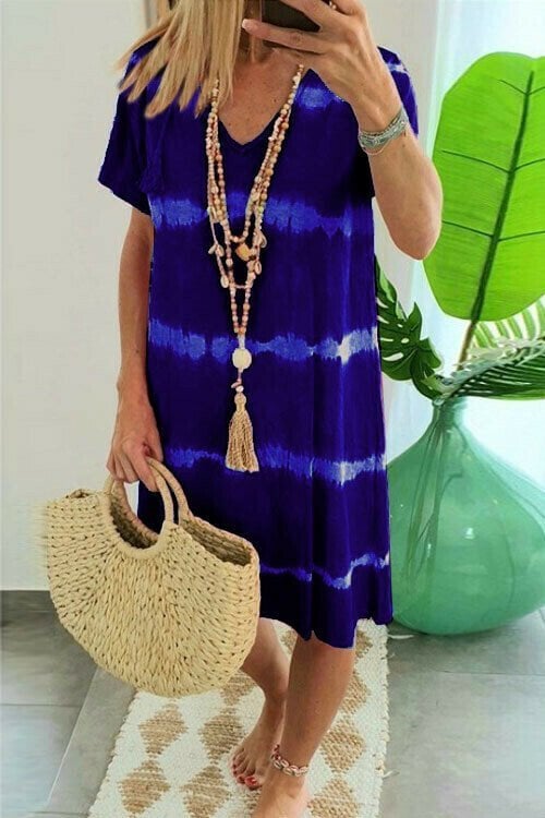 Abito estivo da donna tie-dye con scollo a V
