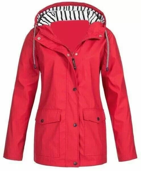 Giacca impermeabile donna con cappuccio e tasche frontali