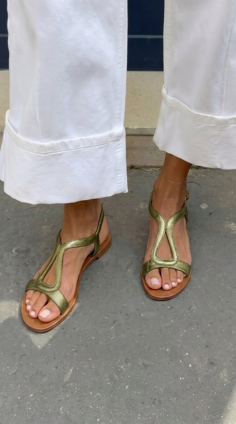 Sandali donna metallizzati con cinturino aperto