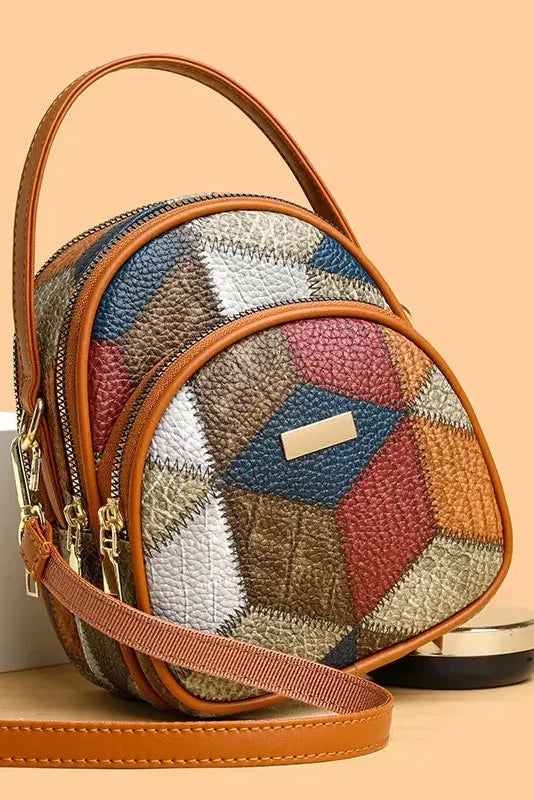 Borsa donna patchwork multicolata con tracolla