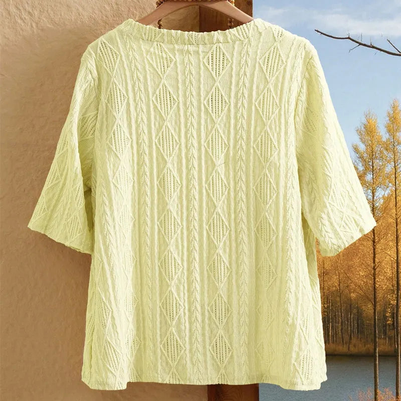 Cardigan donna traforato con maniche 3/4