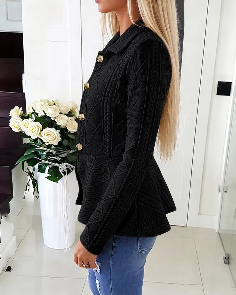 Cardigan donna con motivo chevron e argyle con colletto