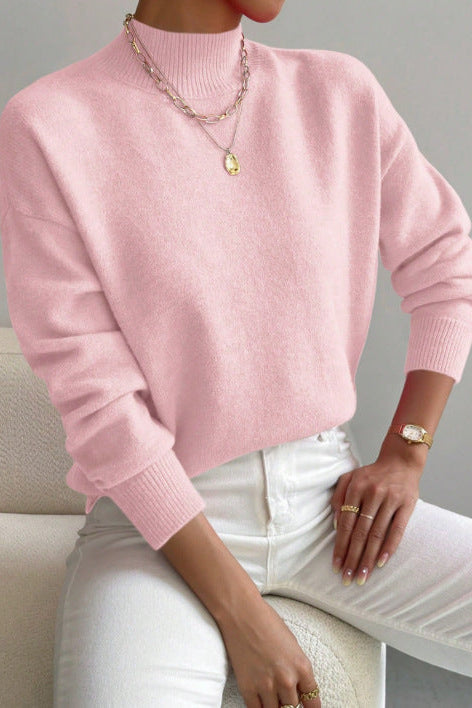 Maglione donna in maglia morbida con collo alto
