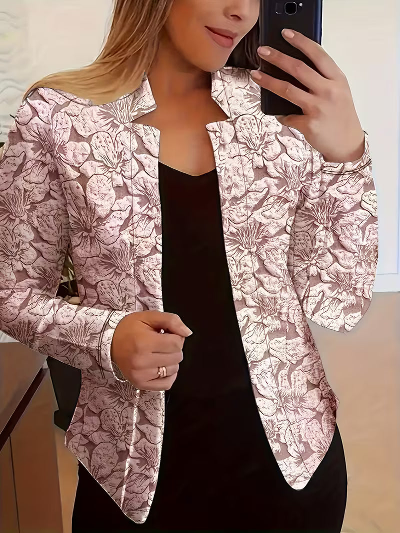 Blazer donna floreale in poliestere con vestibilità sagomata