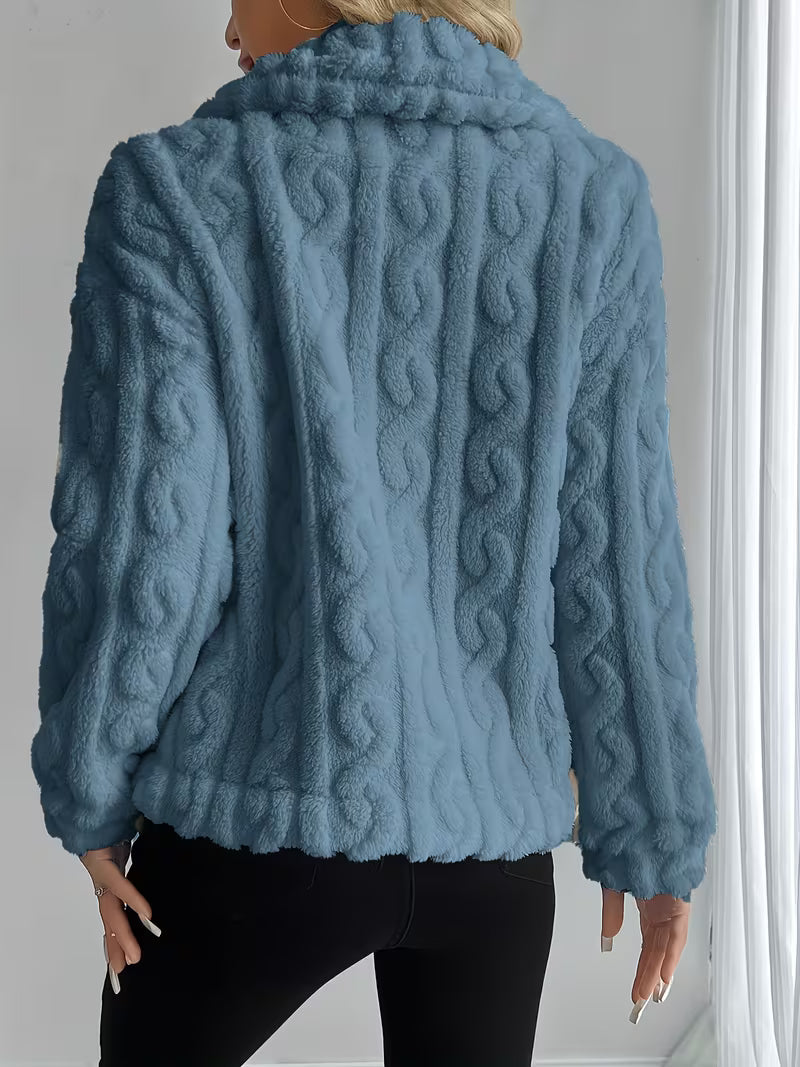 Giacca teddy donna con cappuccio e bottoni