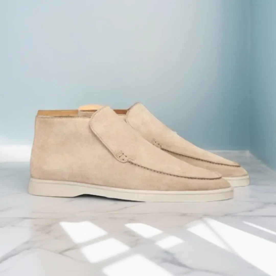 Mocassini uomo in suede con cuciture slip-on