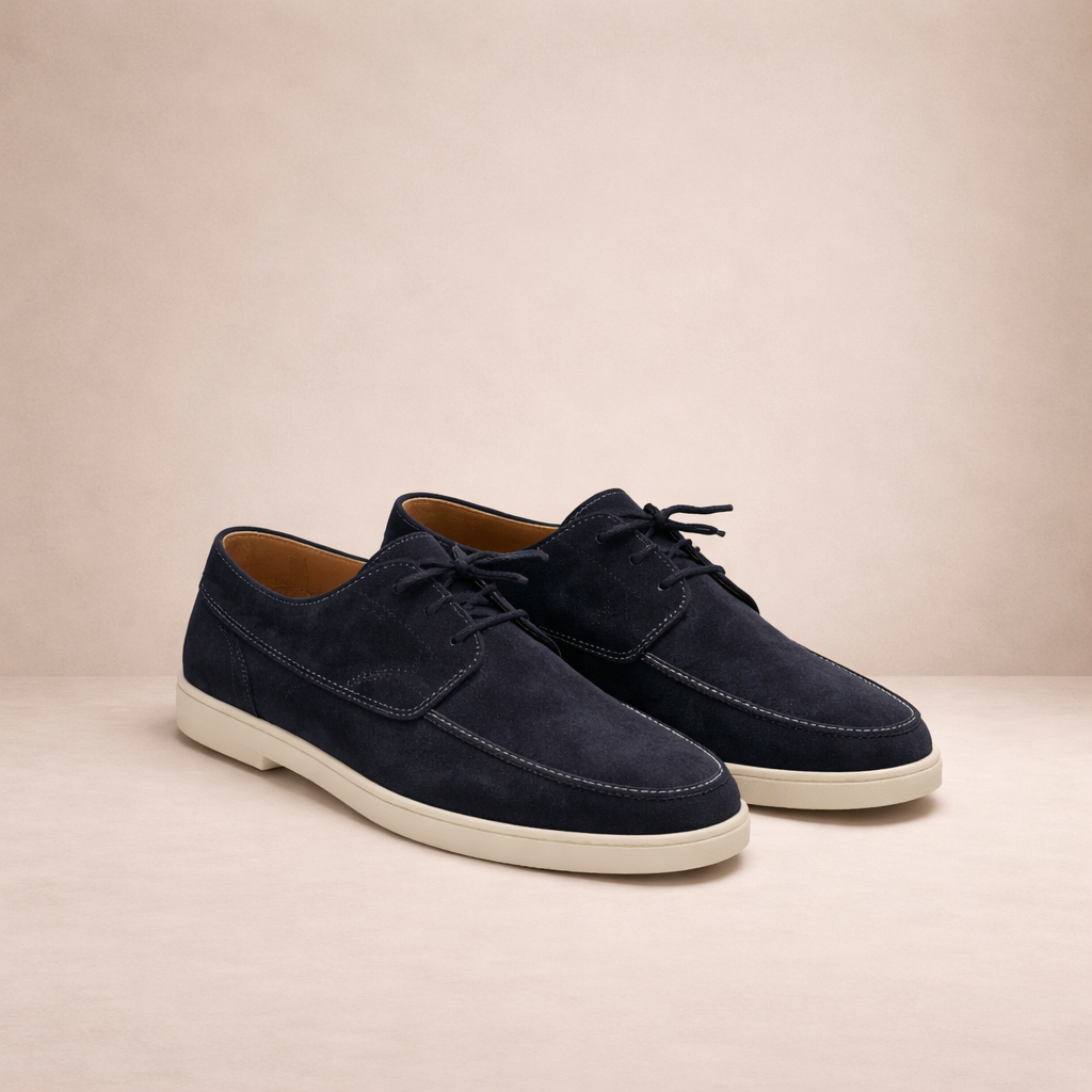 Mocassini uomo in suede con lacci e punta chiusa