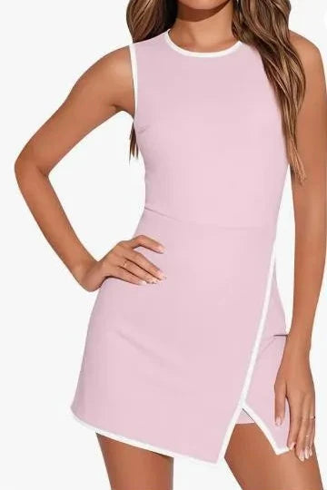 Abito sportivo donna senza maniche con bordo a contrasto
