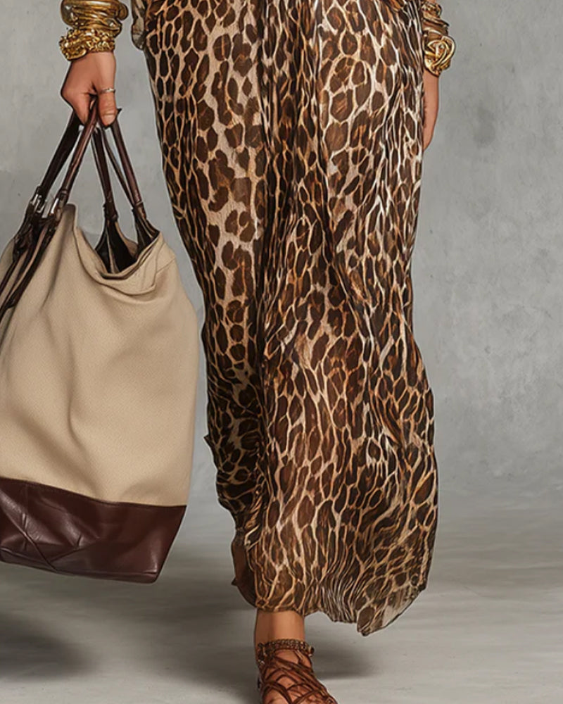 Abito donna maxi leopardato con nodo frontale