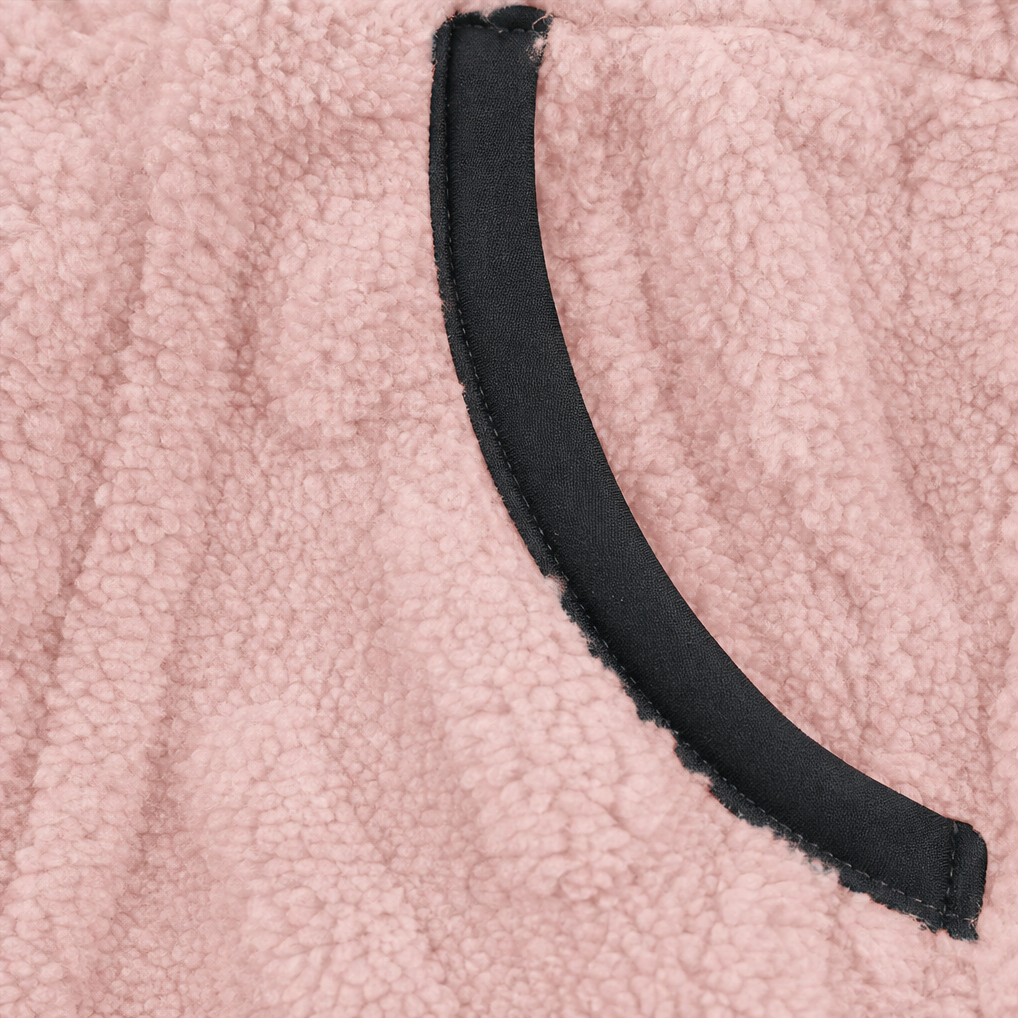 Felpa donna in pile con mezza zip e tasca a marsupio