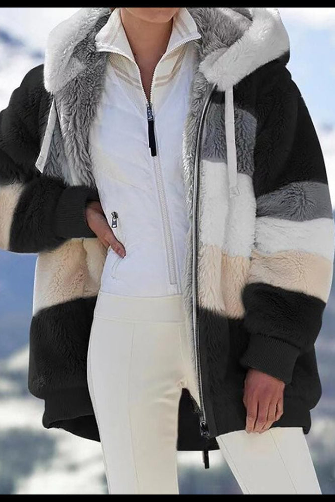 Giacca donna calda con cappuccio e zip