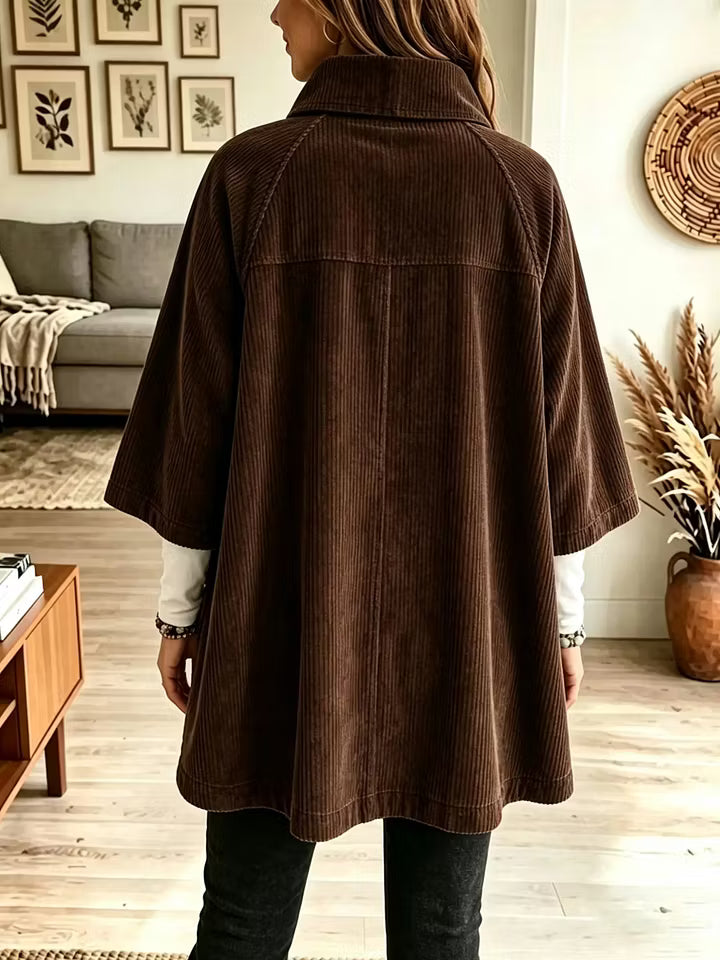 Cappotto a mantella donna oversize in velluto a coste