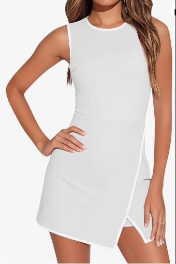Abito sportivo donna senza maniche con bordo a contrasto