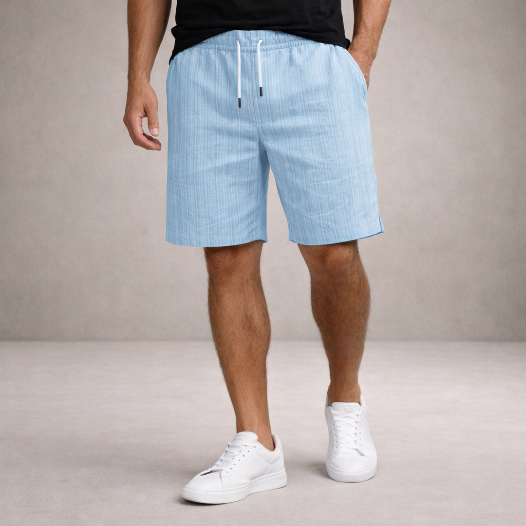 Shorts uomo estivi in lino con vita regolabile