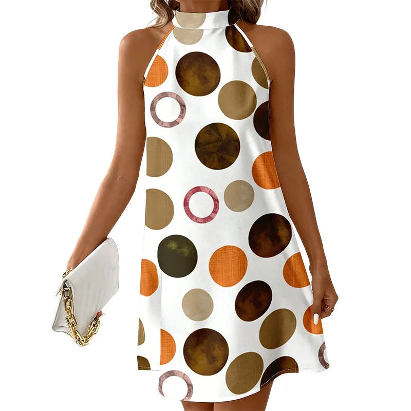 Abito corto donna halter con maxi pois verdi
