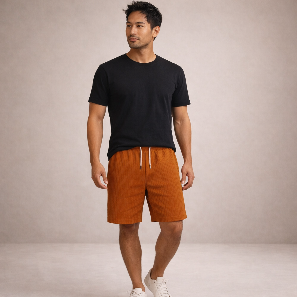 Shorts uomo estivi in lino con vita regolabile