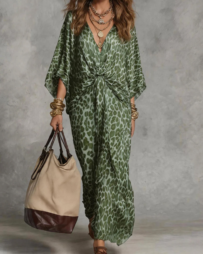 Abito donna maxi leopardato con nodo frontale