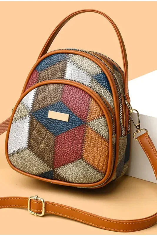 Borsa donna patchwork multicolata con tracolla