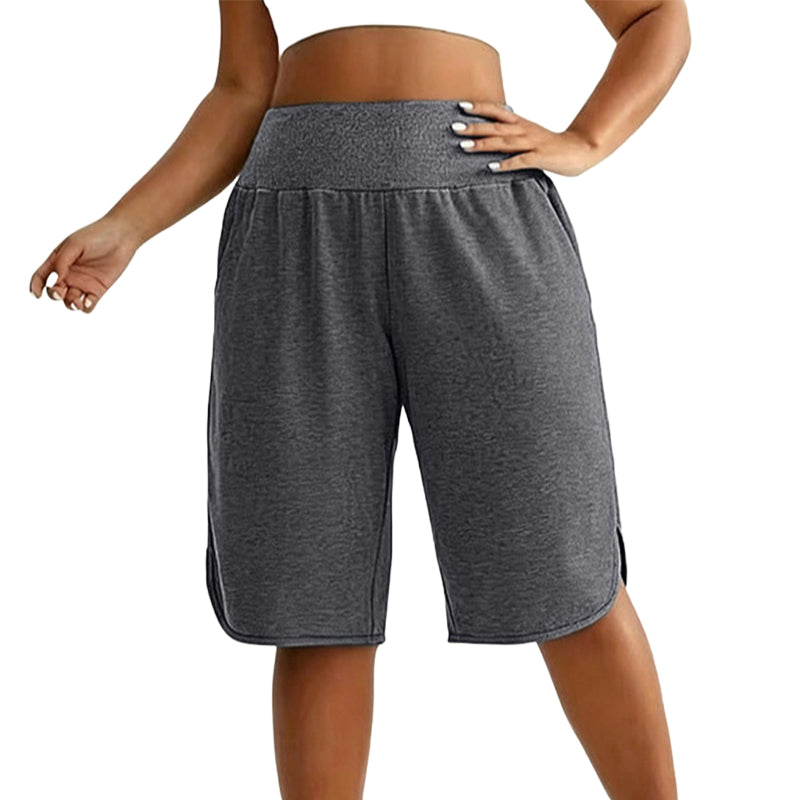 Pantaloni corti donna a vita alta lunghezza ginocchio