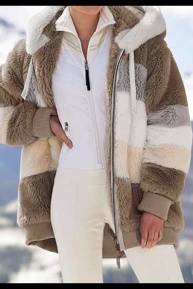 Giacca donna calda con cappuccio e zip