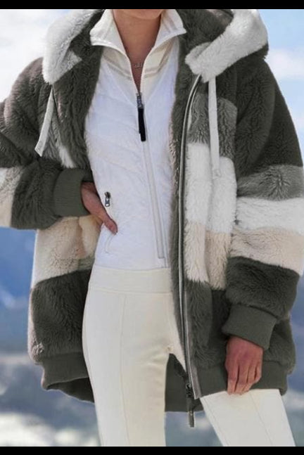 Giacca donna calda con cappuccio e zip