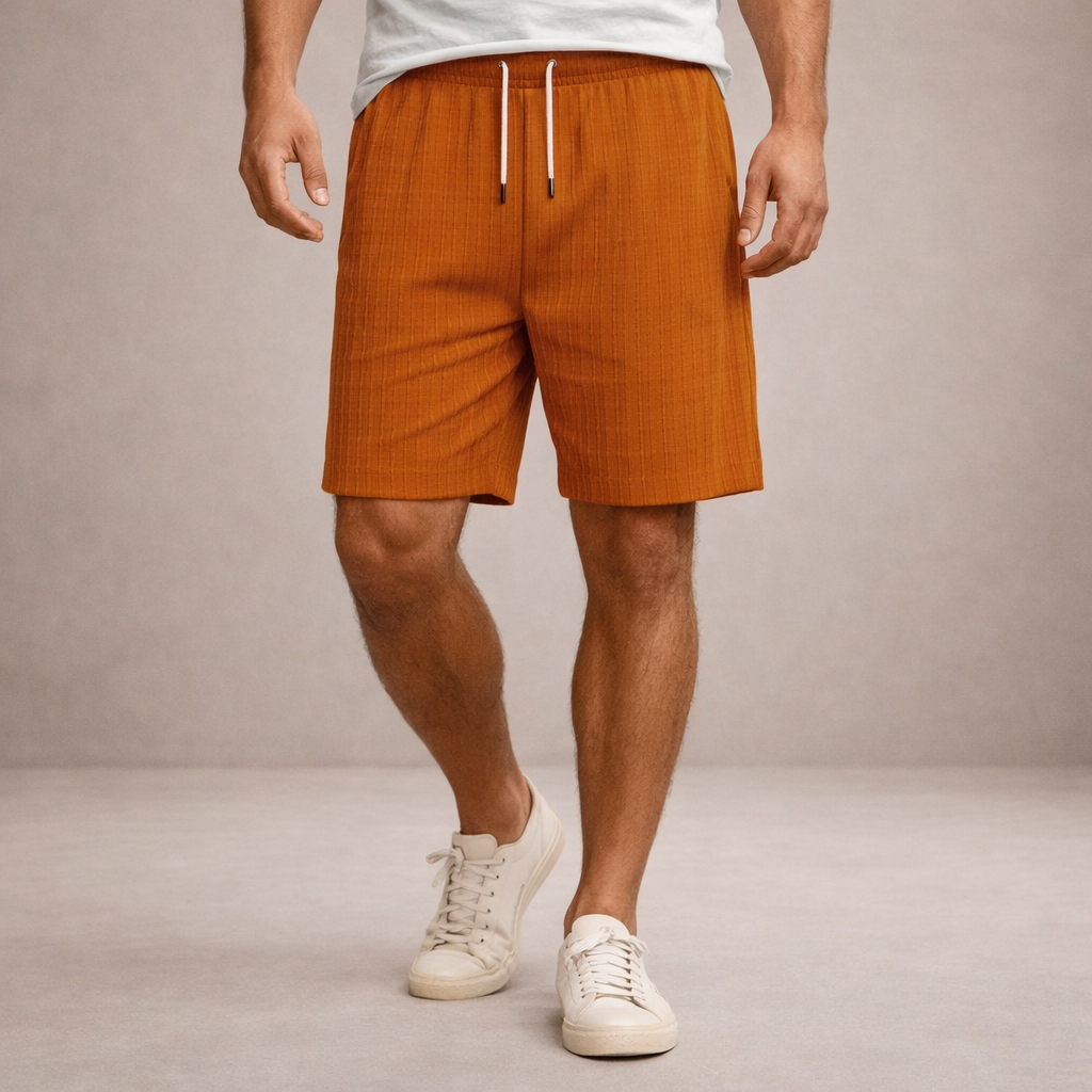 Shorts uomo estivi in lino con vita regolabile
