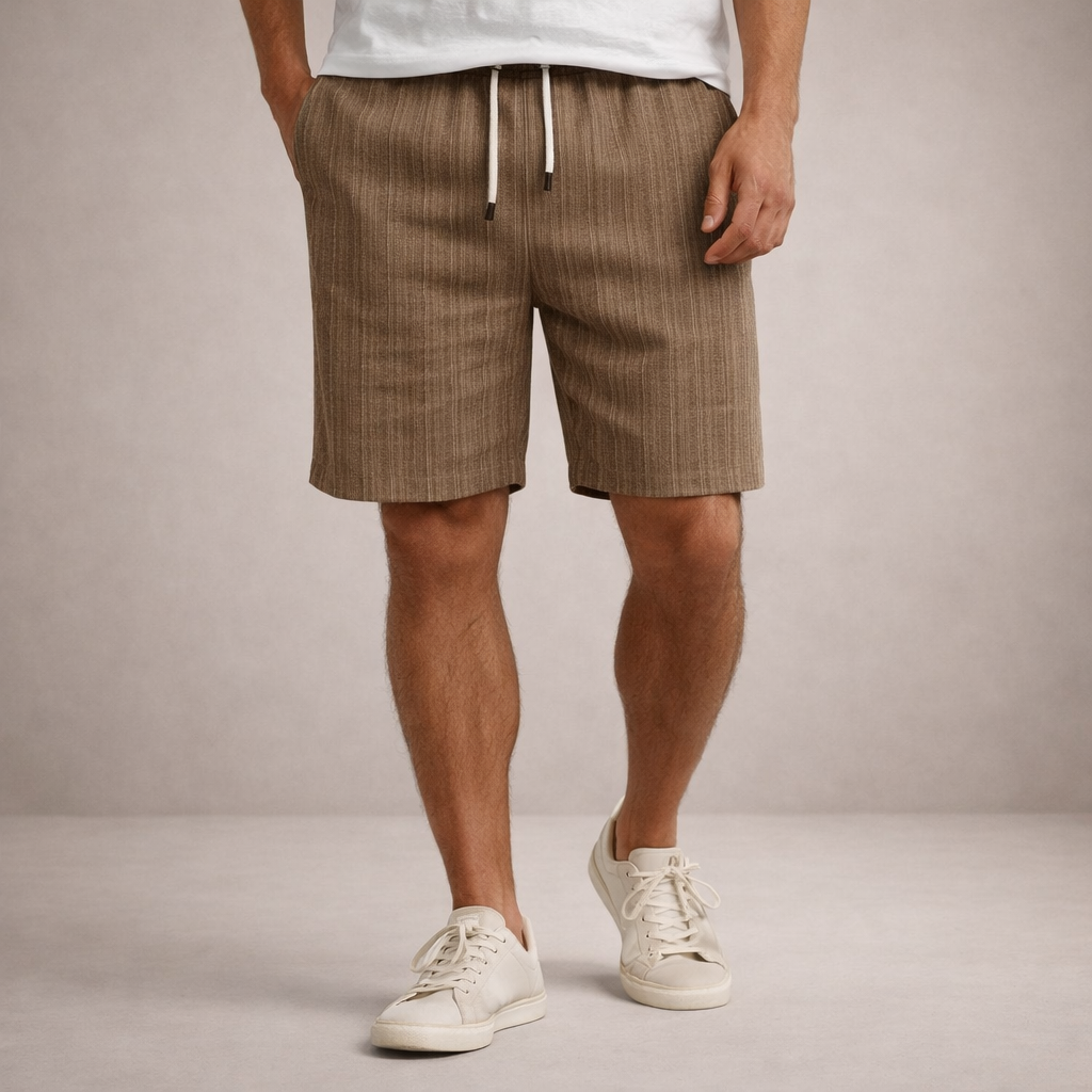 Shorts uomo estivi in lino con vita regolabile